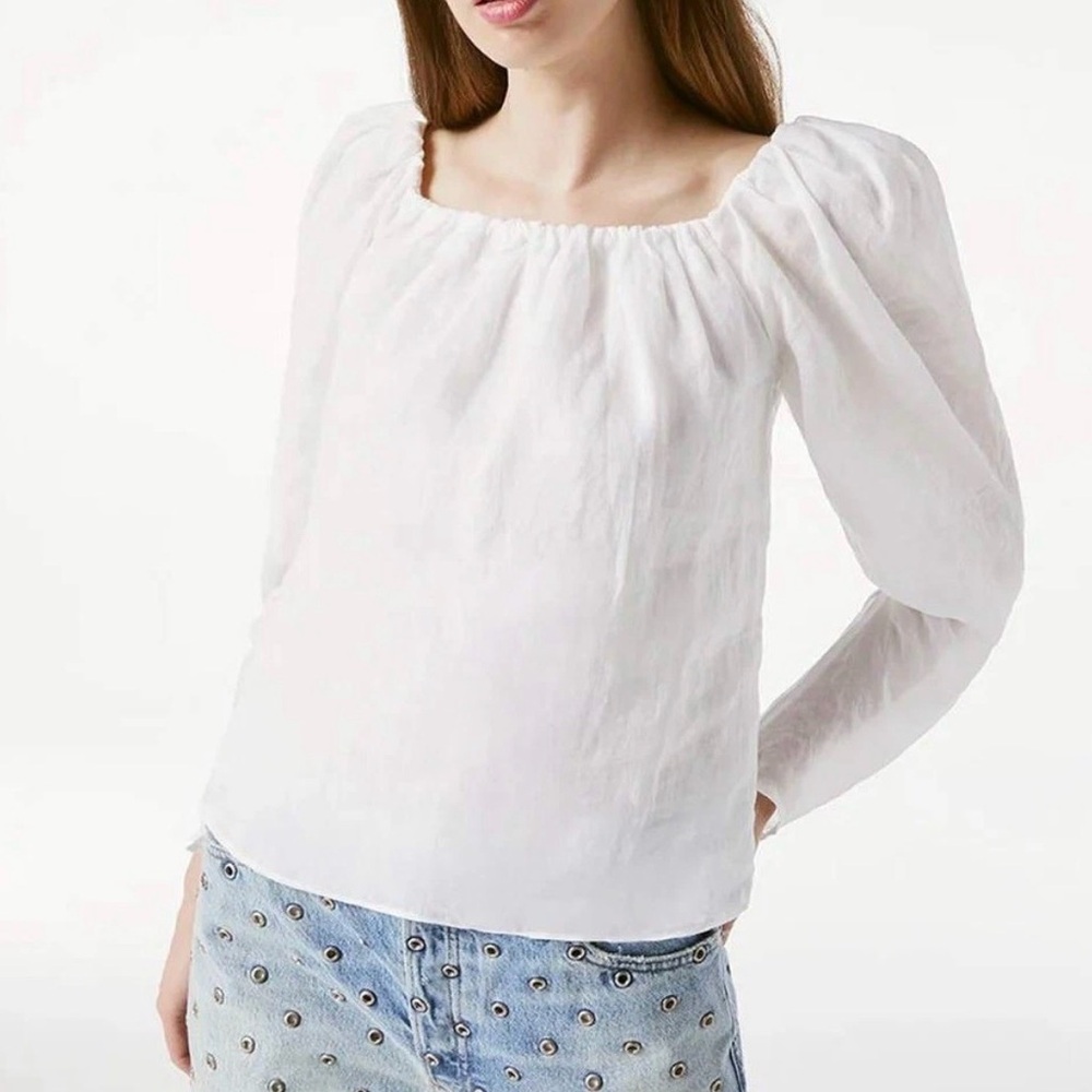 FRAME White Ramie Off the Shoulder Billow Top Size S/P NWT - Picture 3 of 7